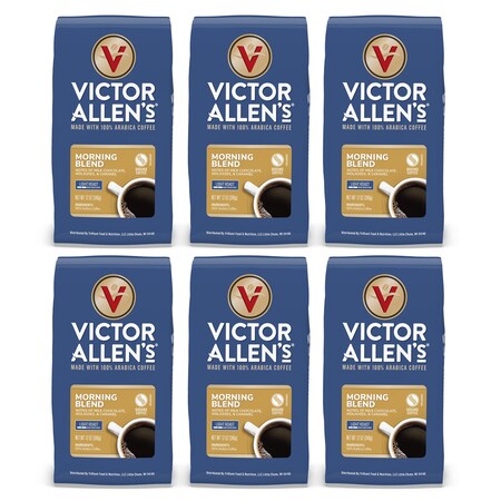 Victor Allen Victor Allen's Coffee Morning Blend Ground Coffee, Light Roast, - 12oz Bags, PK6 FG015806RV